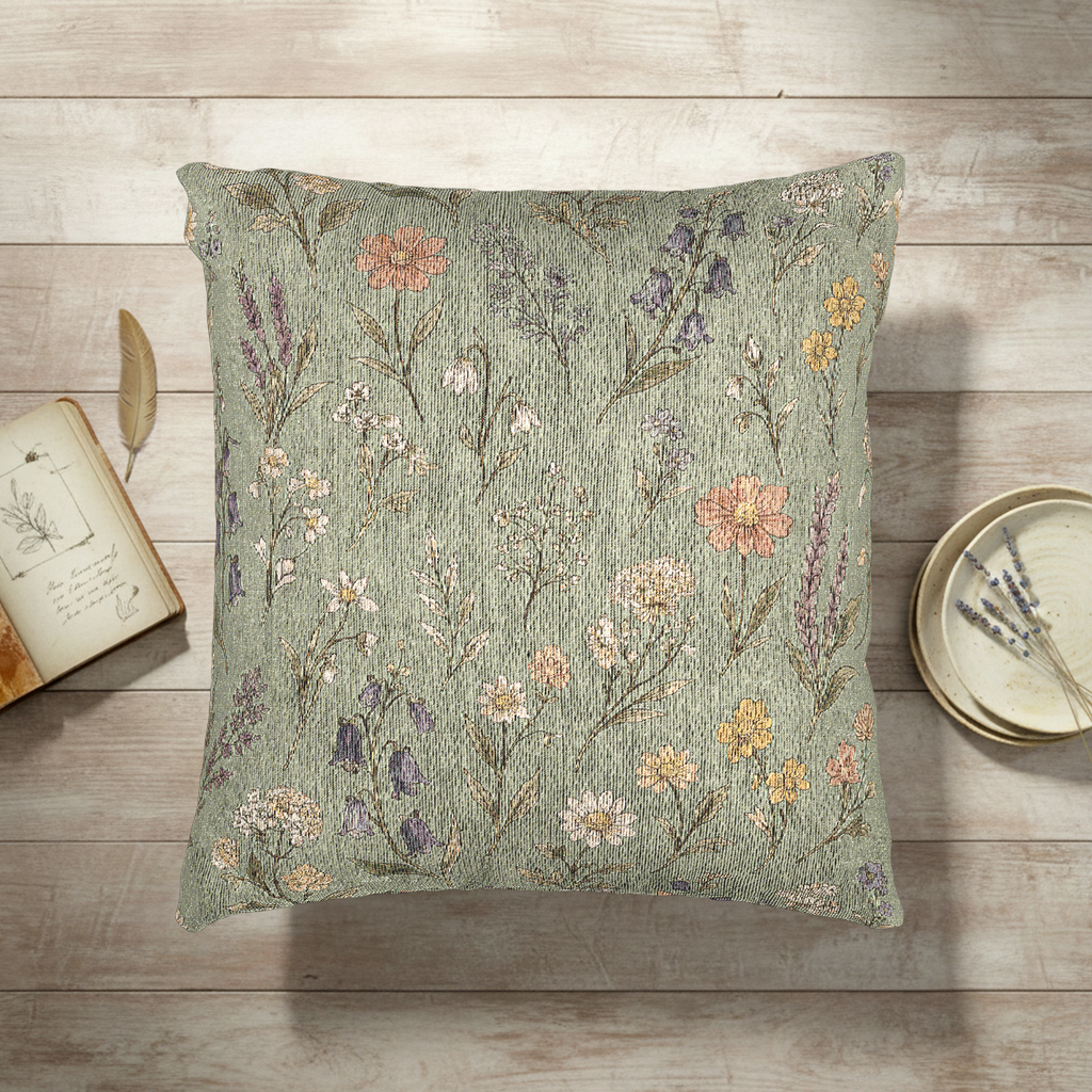 Spring Has Sprung | Green Woven Pillow Printify