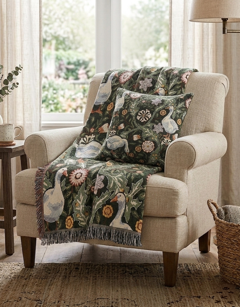 Thistle & Wing | Verdant Bloom Woven Pillow Printify