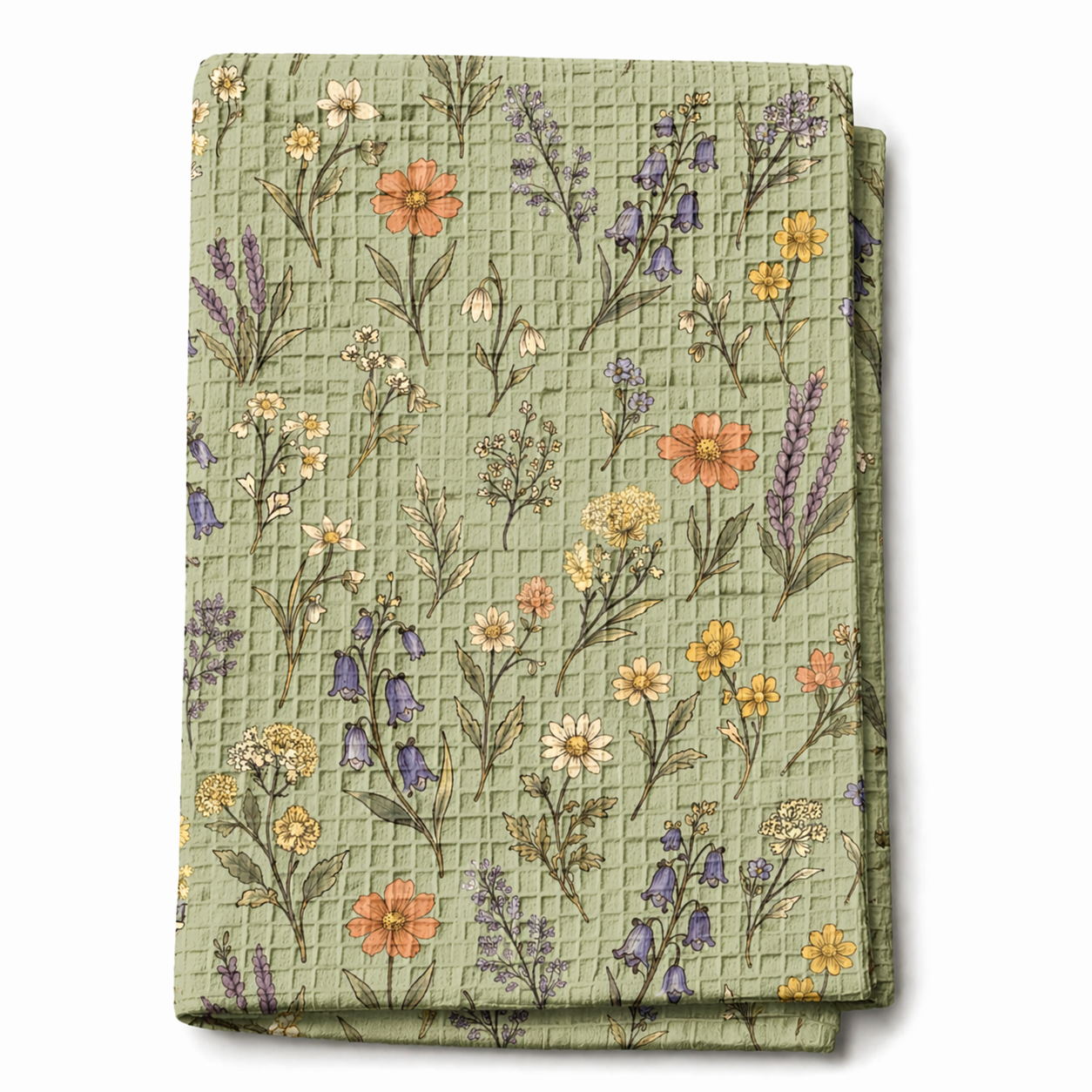 Spring Has Sprung In Green | Waffle Weave Kitchen Towel Printify