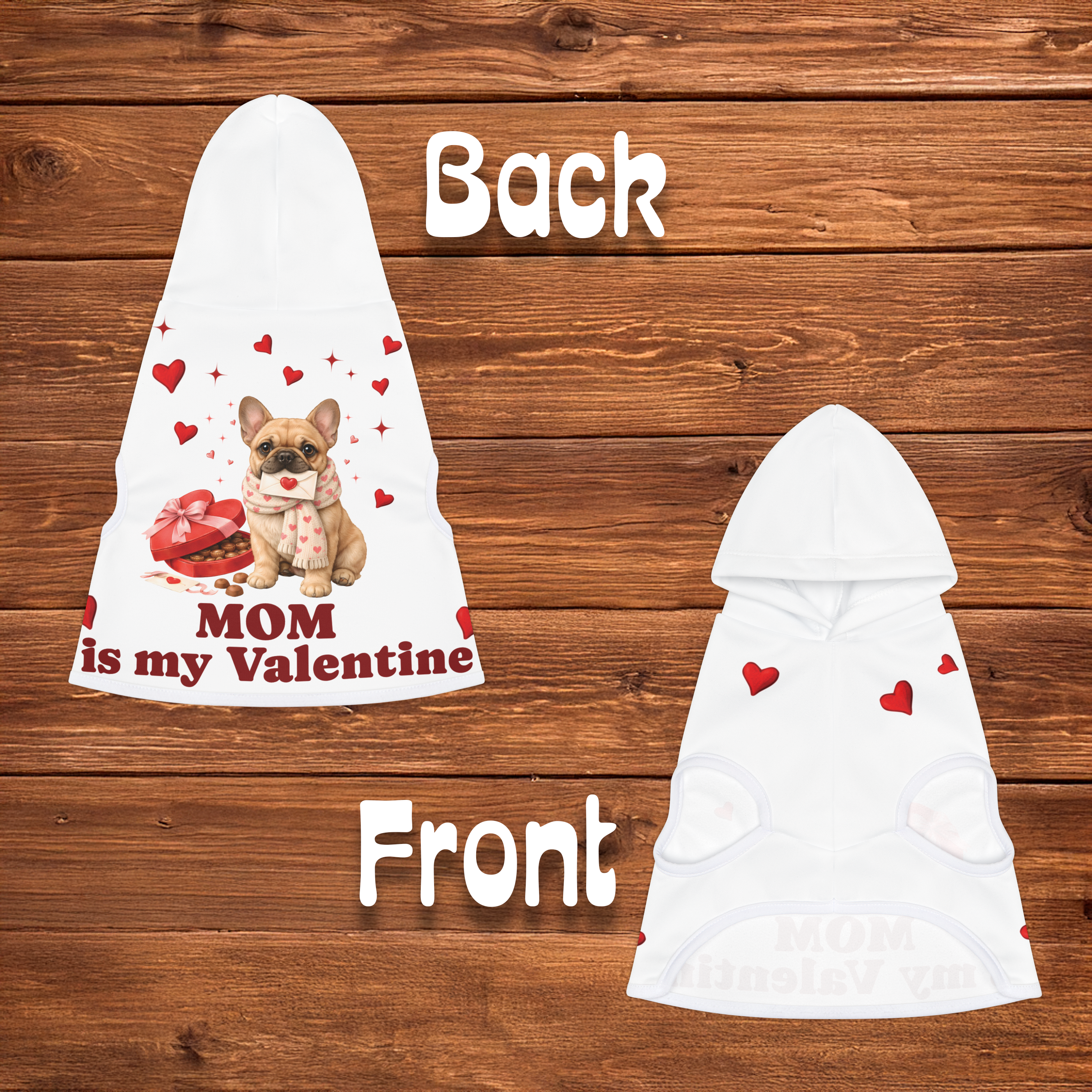 French Bulldog Valentine Dog Hoodie | Matching Dog Hoodie for Dog Mom Set