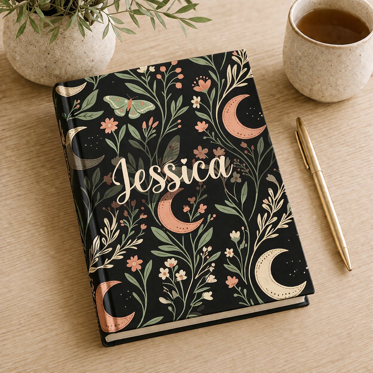 Lunar Moth Garden Custom Name Journal