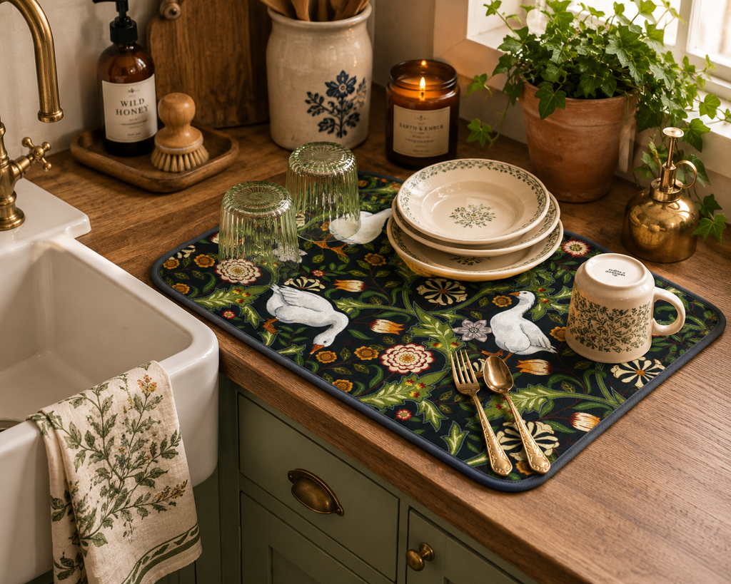 Thistle & Wing | Indigo Bloom Dish Mat Printify