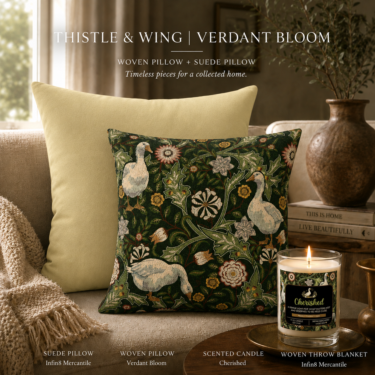 Thistle & Wing | Verdant Bloom Layering Pillow Printify