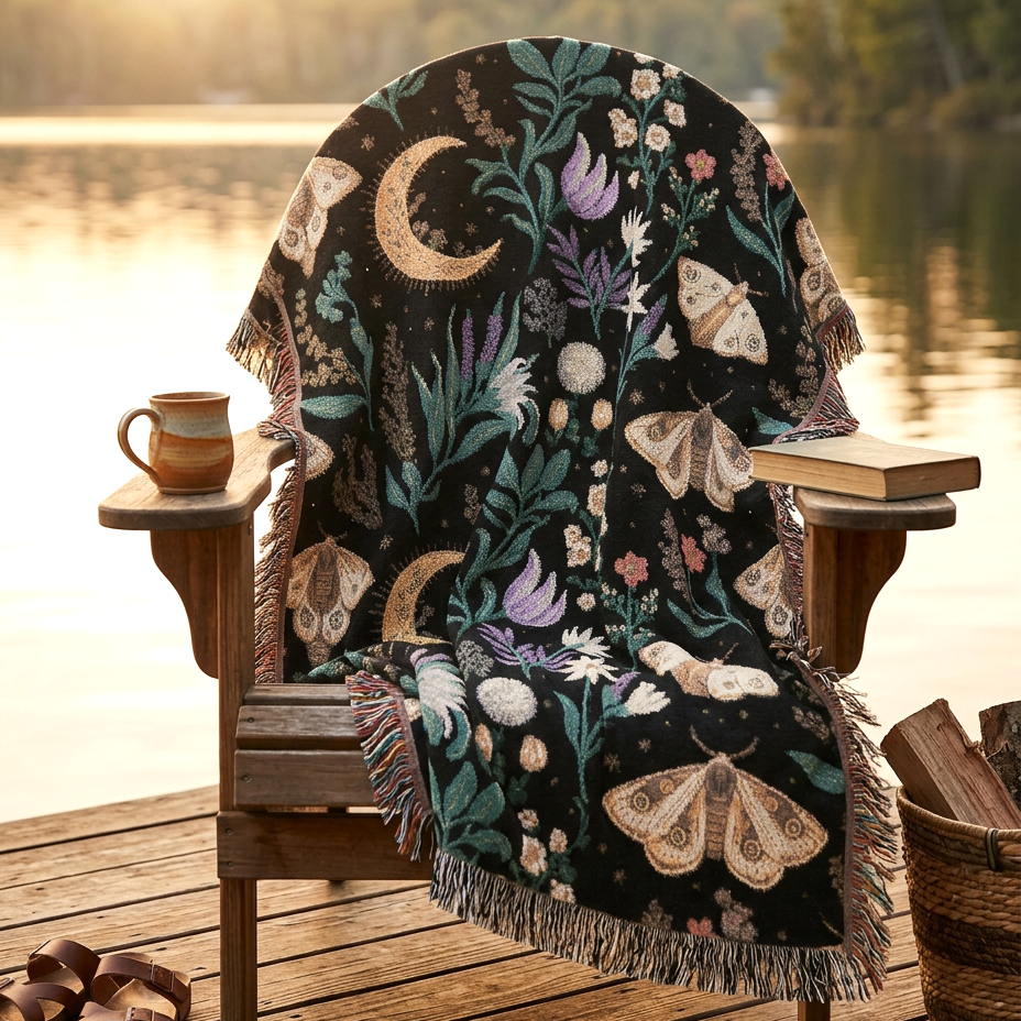 Celestial Moth Woven Blanket
