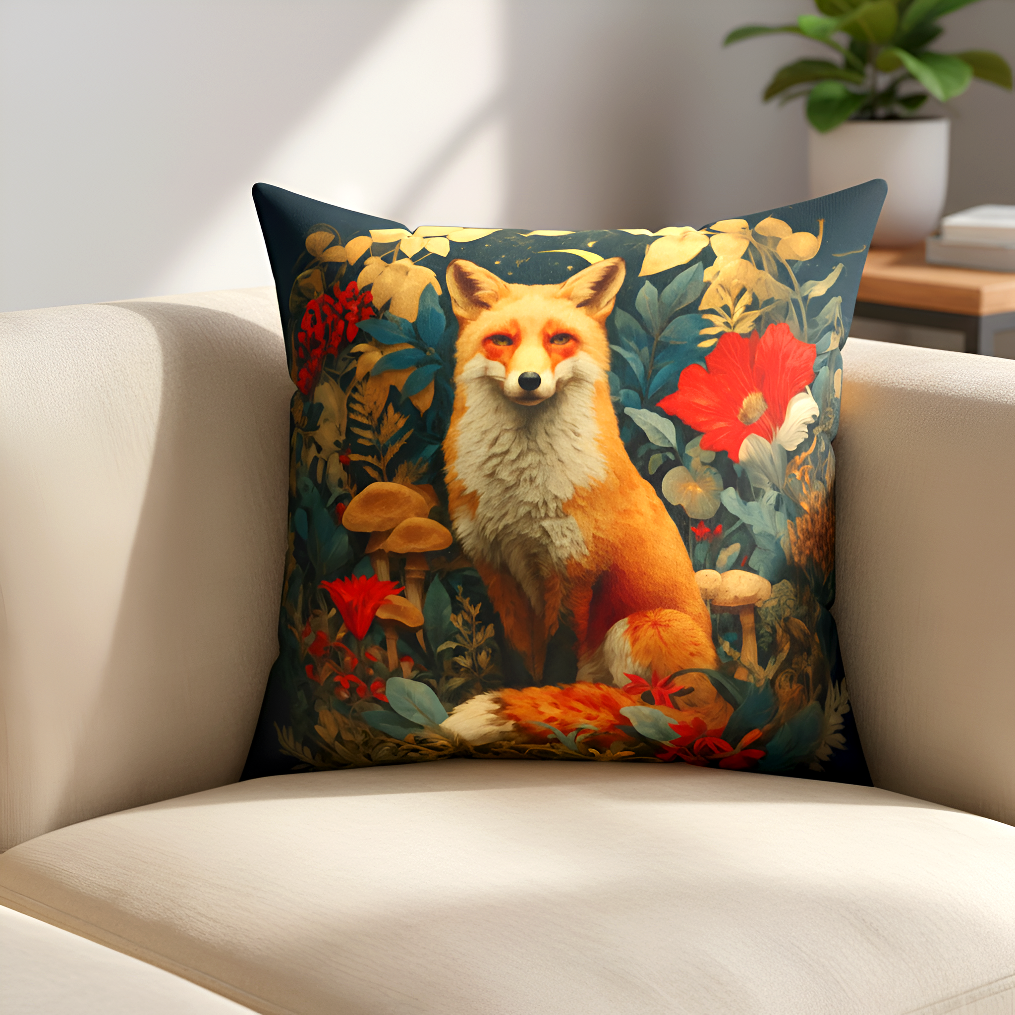 Red Fox Woodland Accent Pillow | Cozy Luxury Forest Decor Cushion