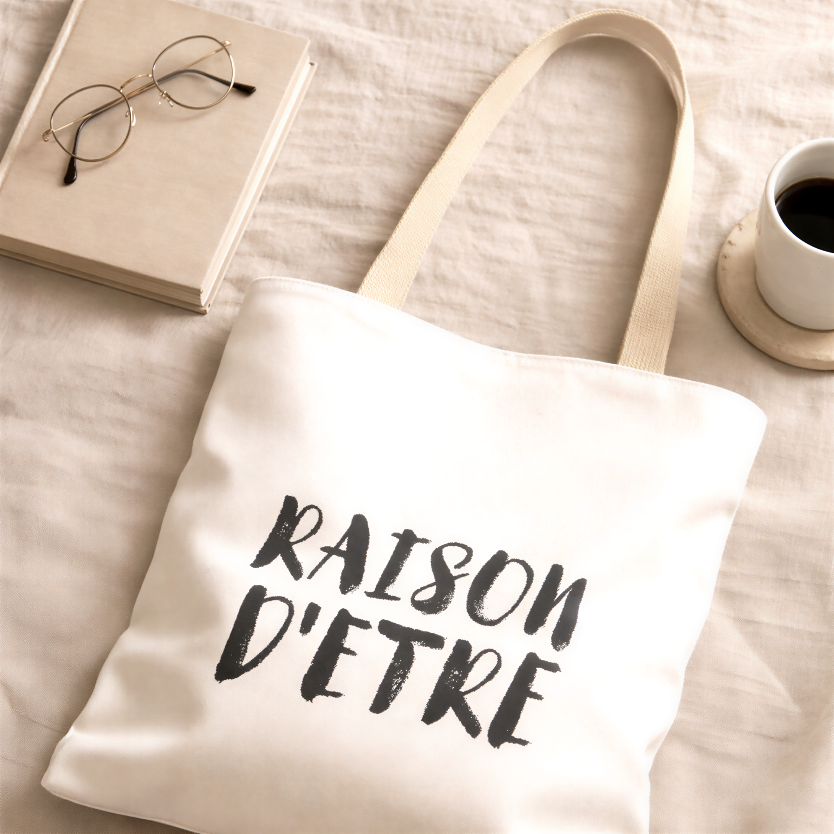 French Saying Tote Raison d Être Tote Bag | Minimal French Saying Carryall, Intentional Living Everyday Tote