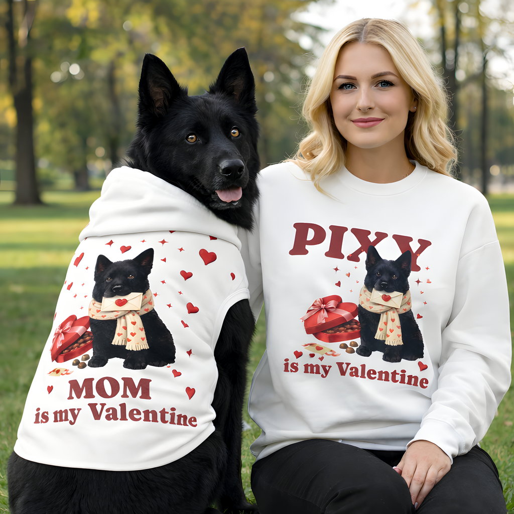 Black German Shepherd Valentine Dog Hoodie | Matching Dog Hoodie for Dog Mom Set
