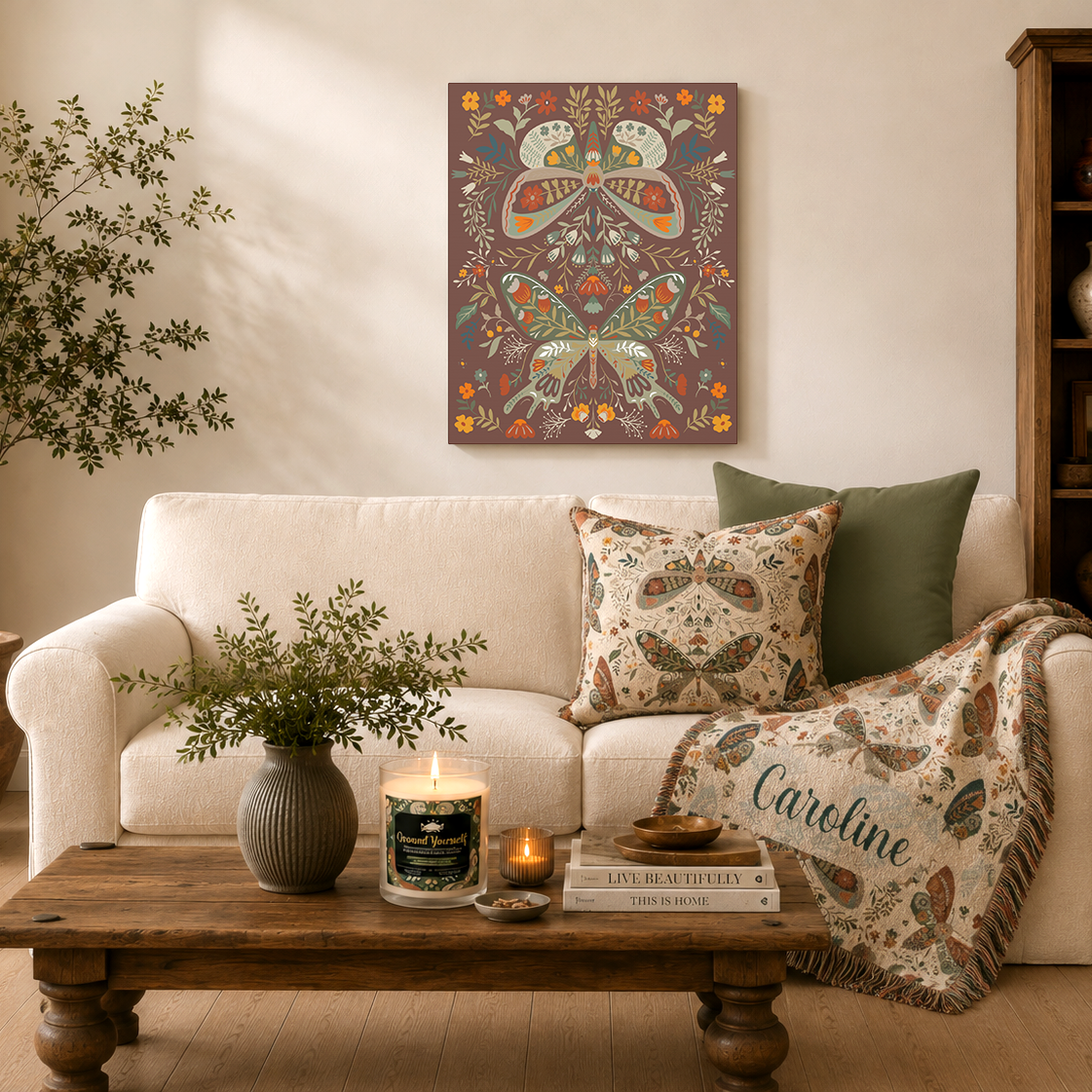 Moth Botanica | Wildflower Garden Plum Wall Art Canvas Printify