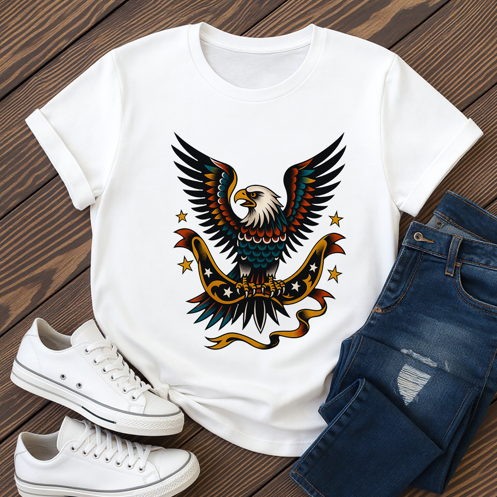 Traditional Tattoo Eagle Shirt | Men's Tattoo Graphic Tee American Style Soft Cotton Patriotic