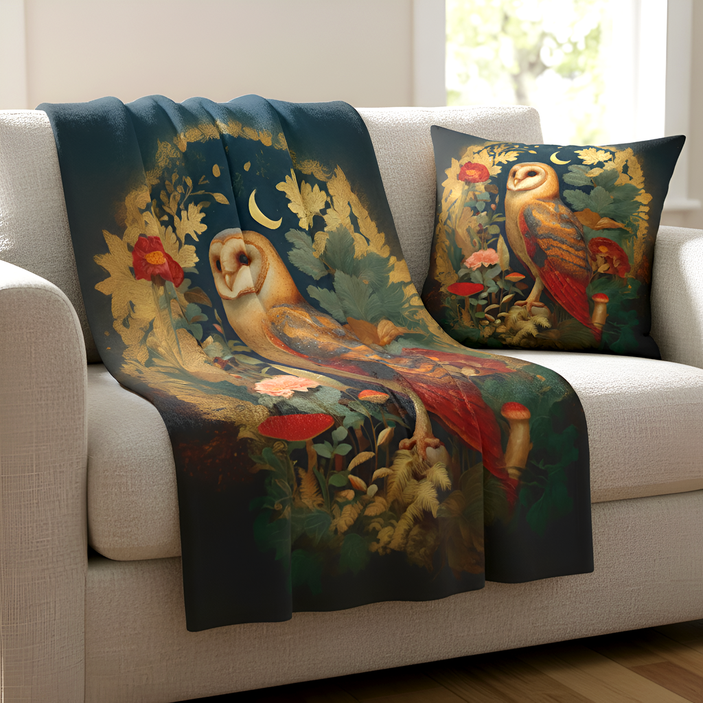 Owl Woodland Accent Pillow | Cozy Luxury Forest Decor Cushion