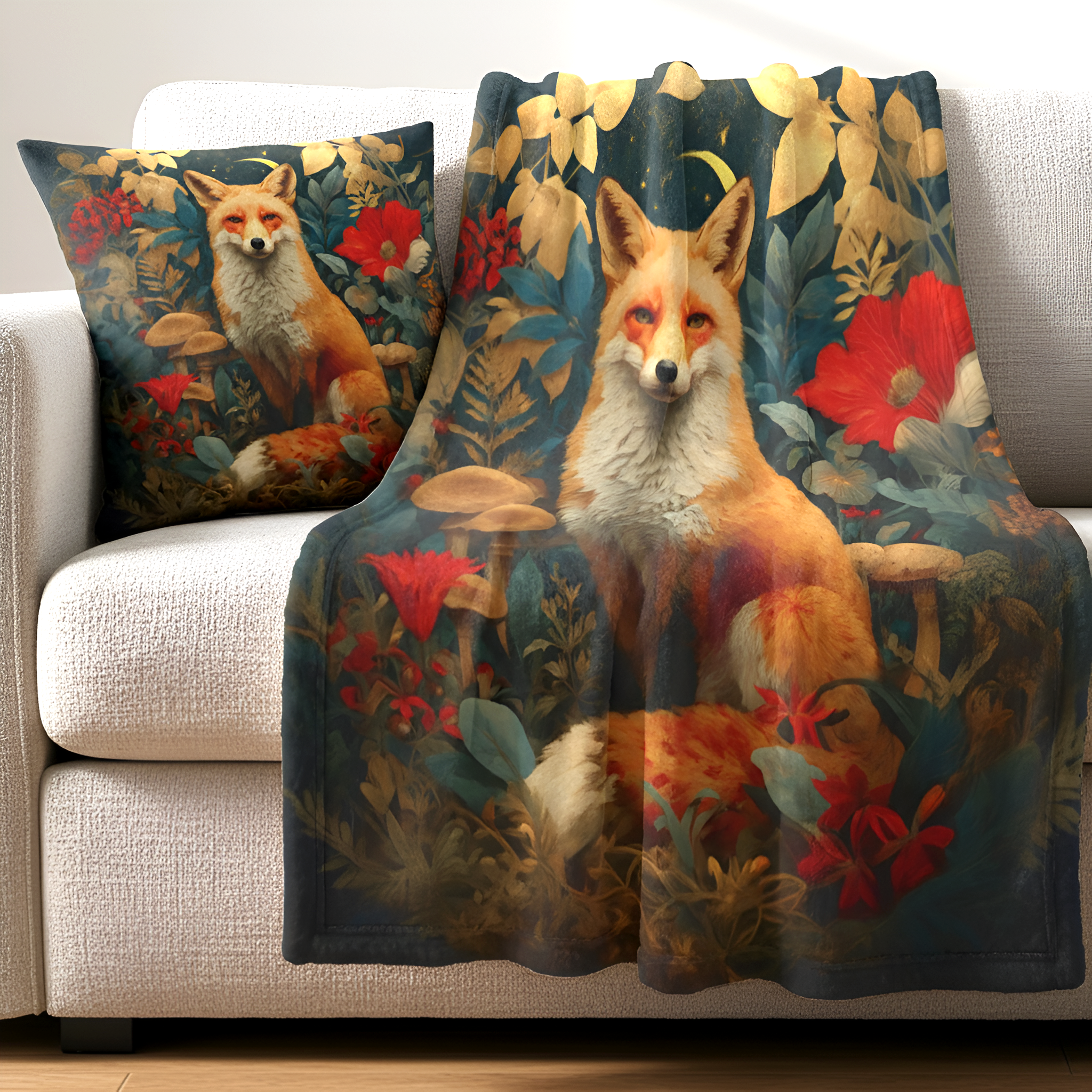 Red Fox Woodland Accent Pillow | Cozy Luxury Forest Decor Cushion
