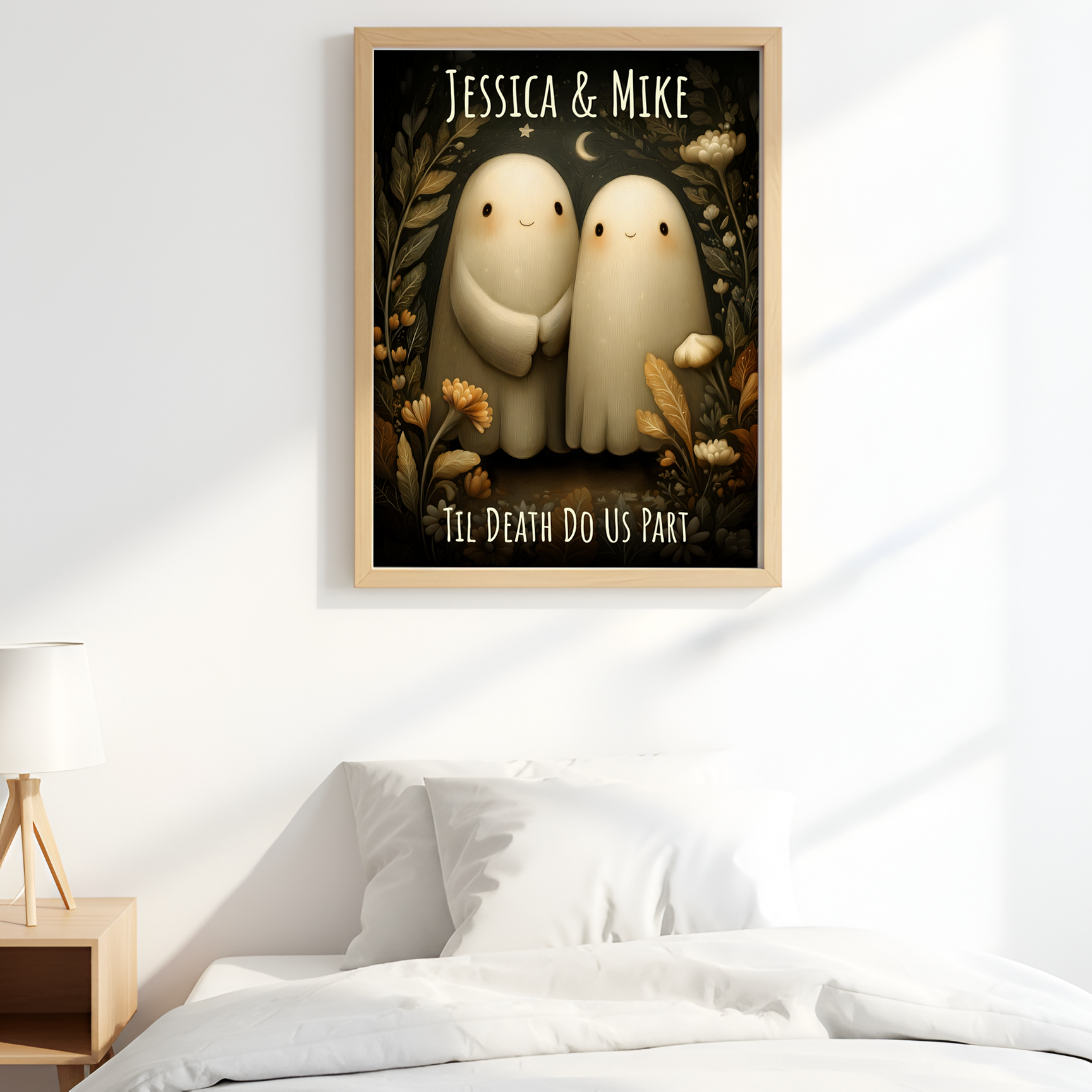 Valentine Poster Til Death Do Us Part Ghost | UNFRAMED Custom Name Valentines Day Wall Art for Couples
