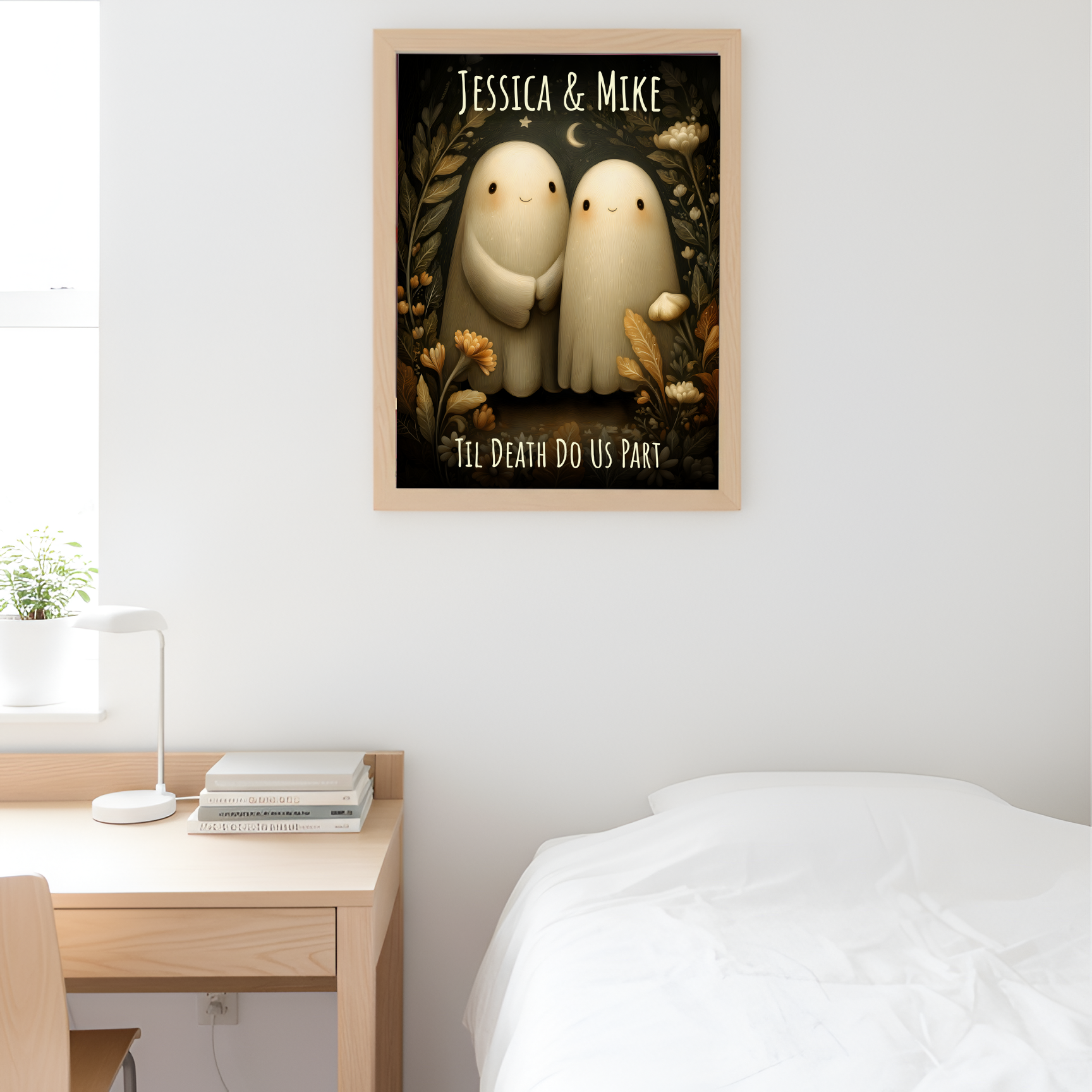Valentine Poster Til Death Do Us Part Ghost | UNFRAMED Custom Name Valentines Day Wall Art for Couples