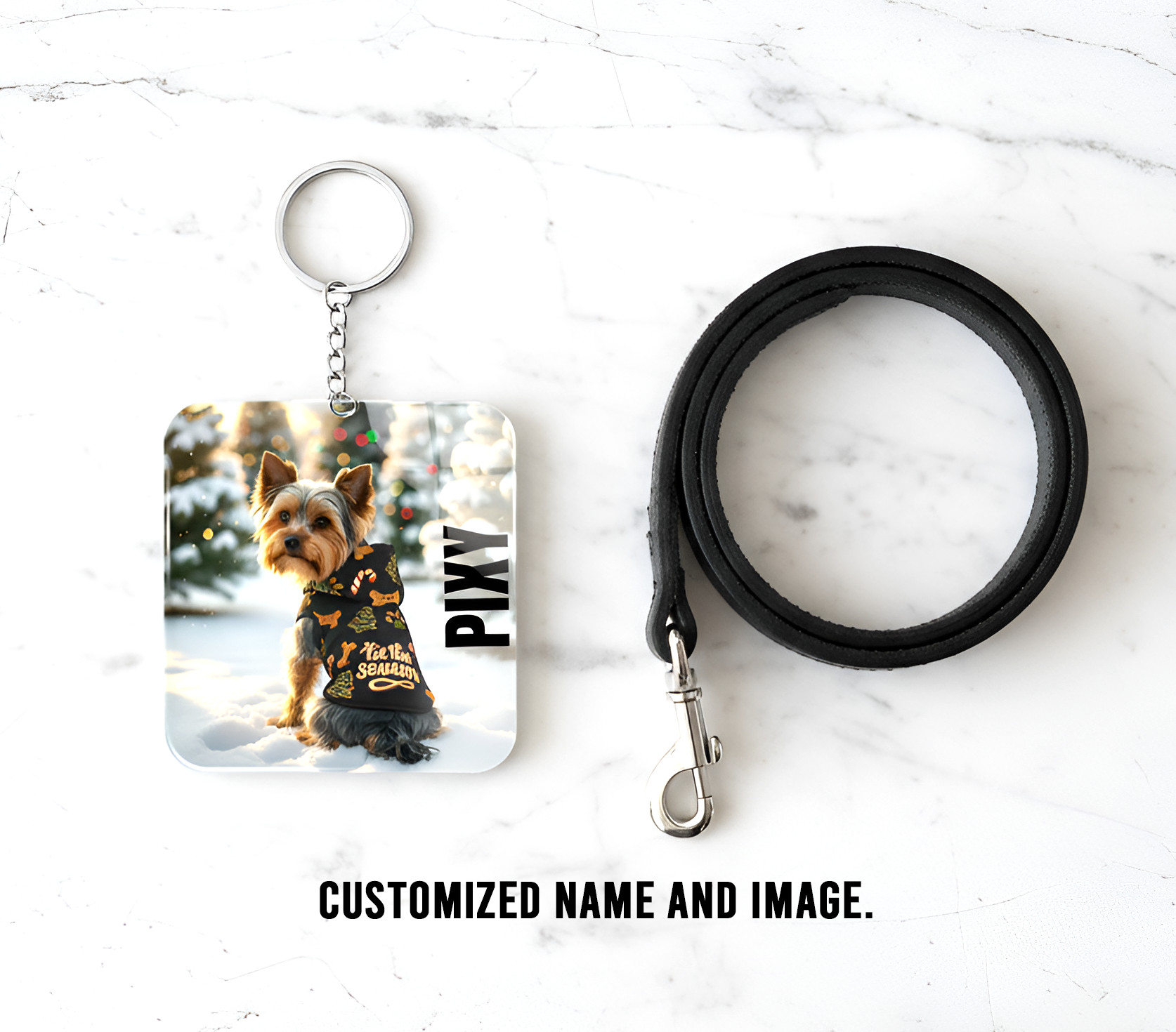 Personalized Dog Keychain | Custom Picture and Name Plexiglass Key Ring
