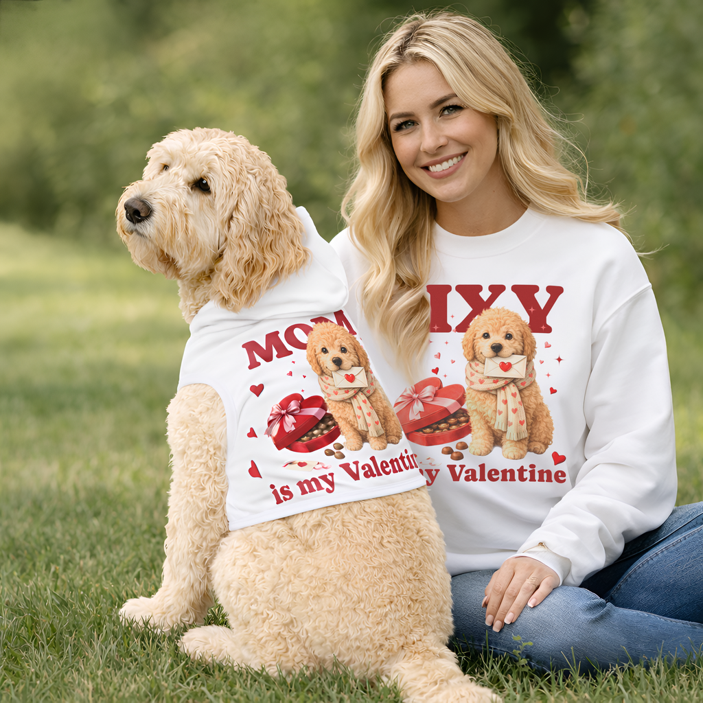Goldendoodle Valentine Dog Hoodie | Matching Dog Hoodie for Dog Mom Set