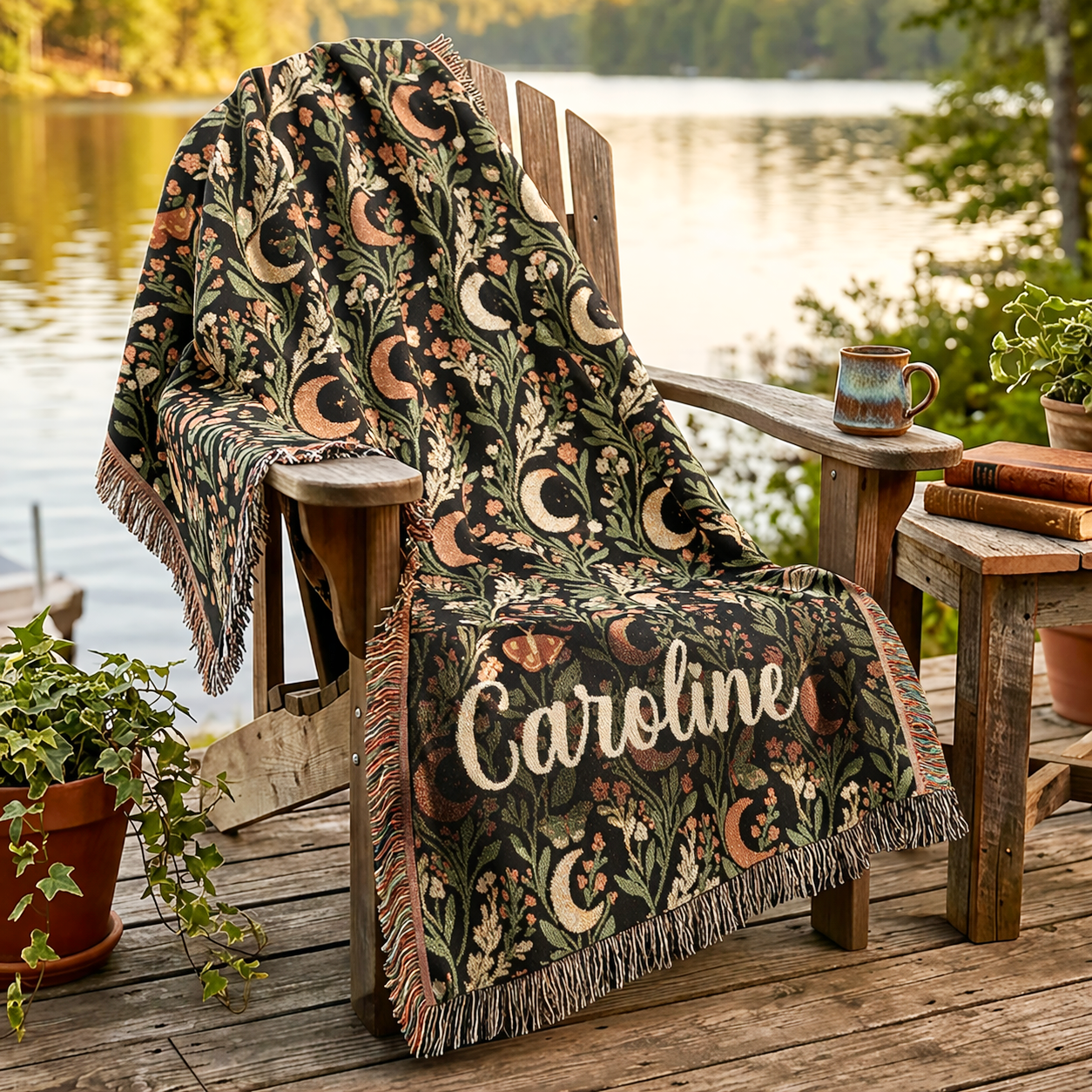 Lunar Moth Garden Woven Blanket