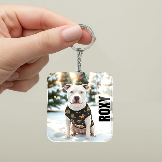 Personalized Dog Keychain | Custom Picture and Name Plexiglass Key Ring