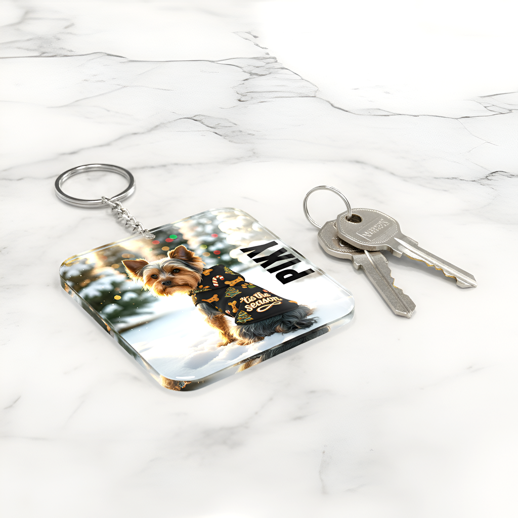 Personalized Dog Keychain | Custom Picture and Name Plexiglass Key Ring