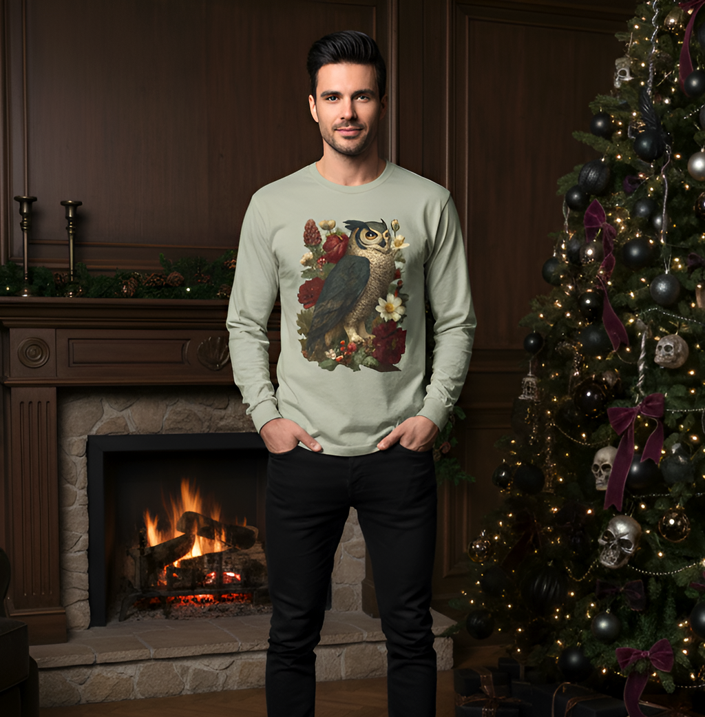 Gothmas Owl Long Sleeve Shirt | Goth Christmas Holiday Gift