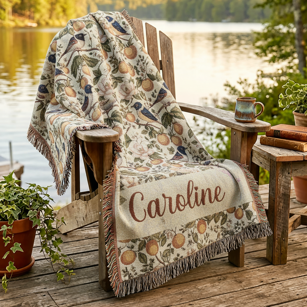 Garden Songbird | Citrus Bloom Woven Blanket Printify