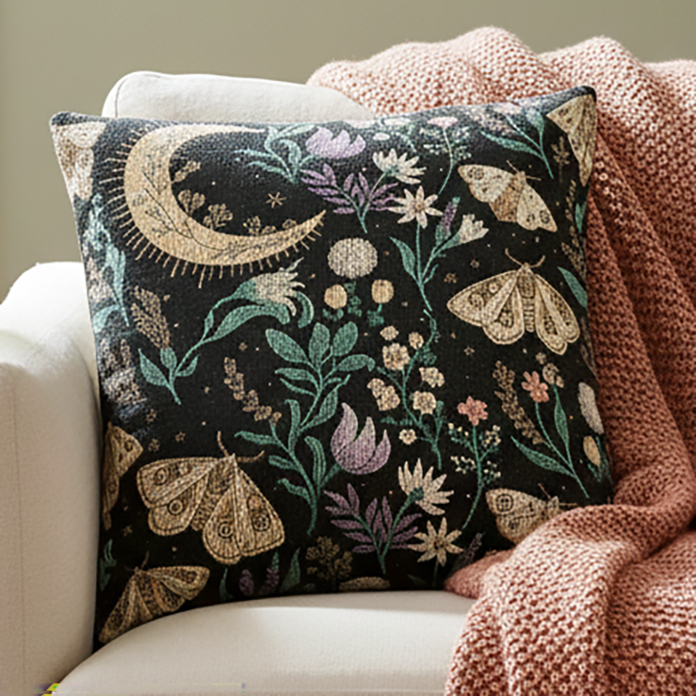 Celestial Moth Woven Pillow