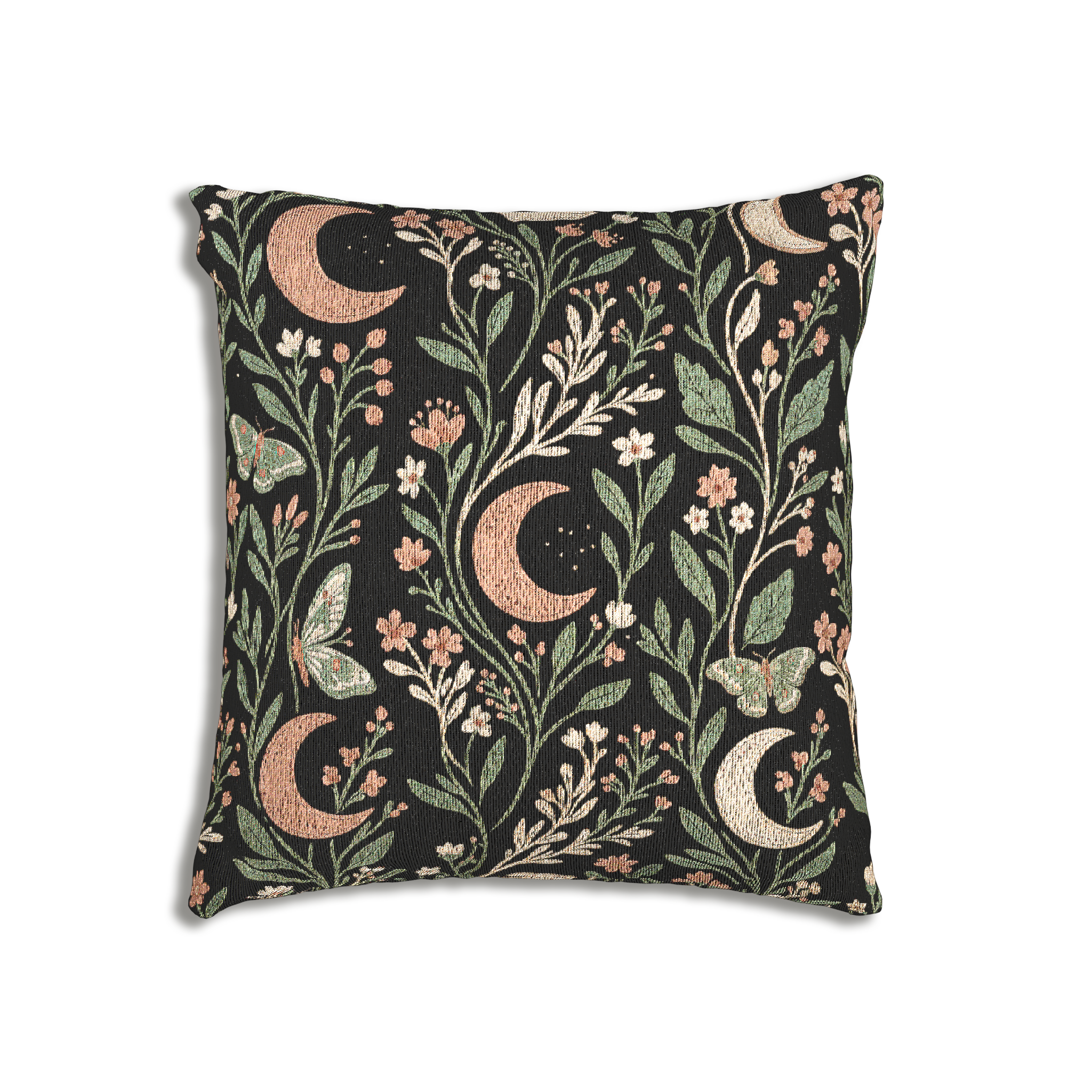 Lunar Moth Garden Woven Pillow