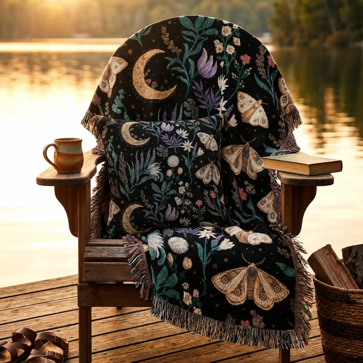 Celestial Moth | Blooms Woven Pillow Printify