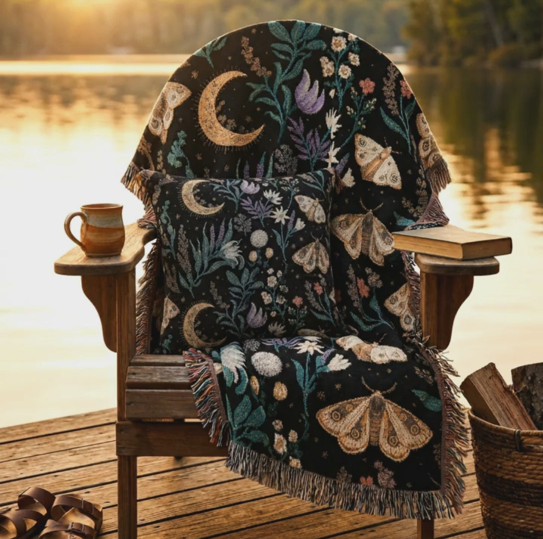 Celestial Moth | Blooms Woven Pillow