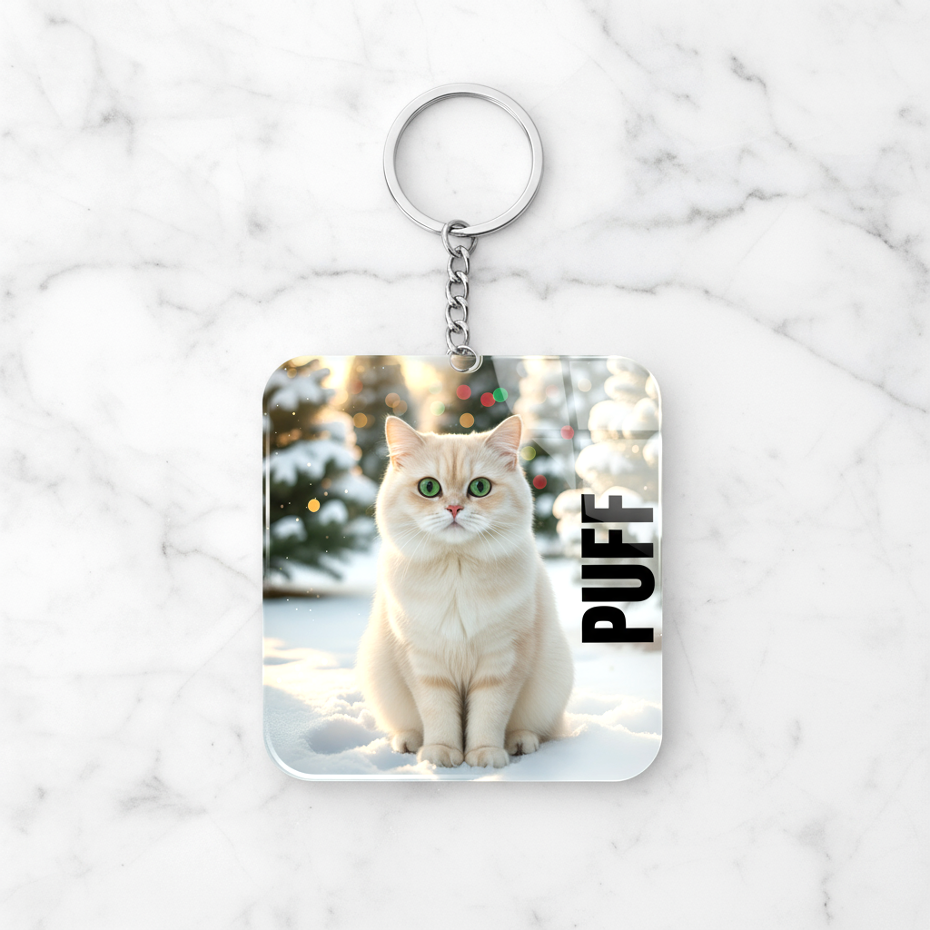Personalized Dog Keychain | Custom Picture and Name Plexiglass Key Ring
