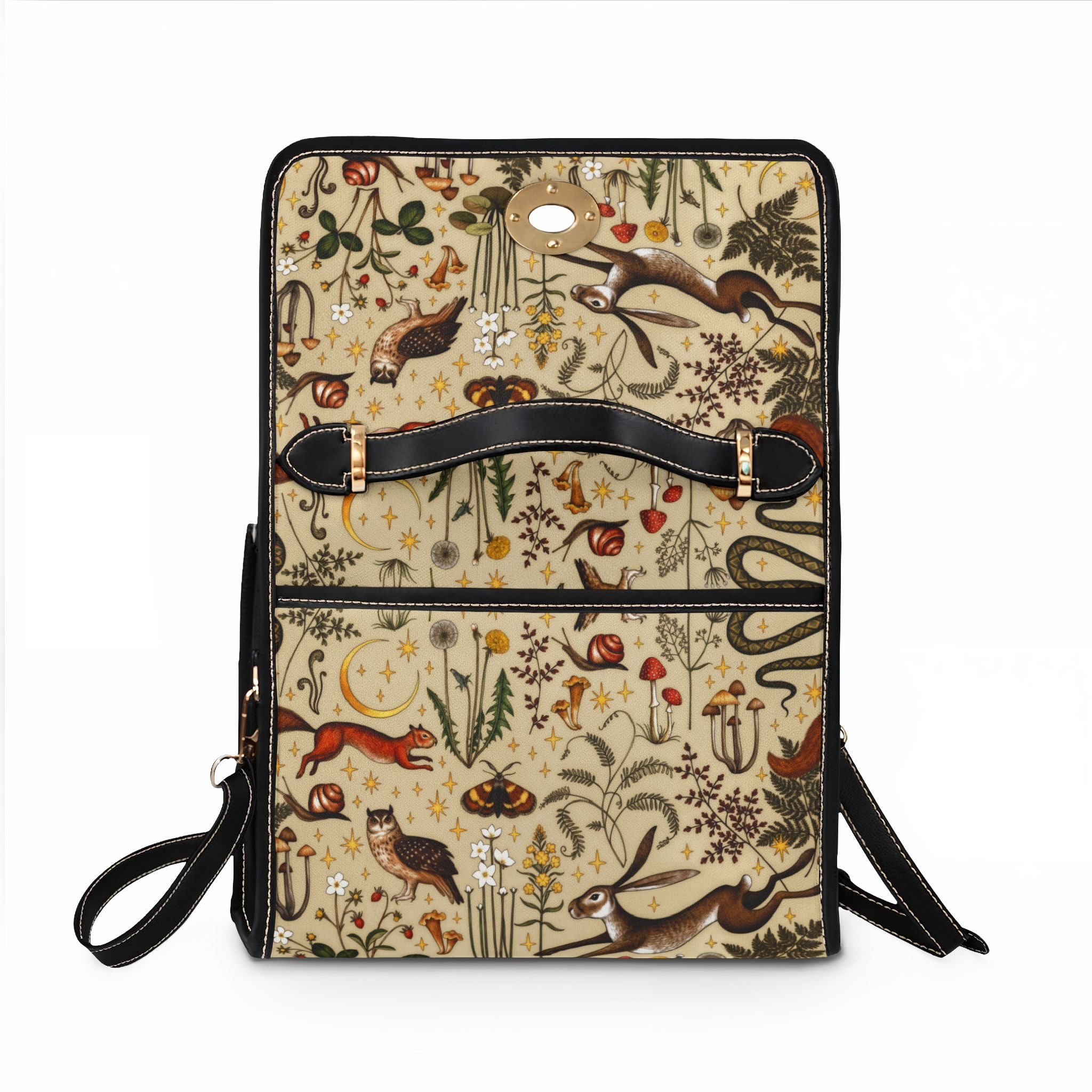 Woodland Meadow Light | Cottagecore Purse | Woodland Animal Canvas Handbag, Vintage Nature Top Handle Bag