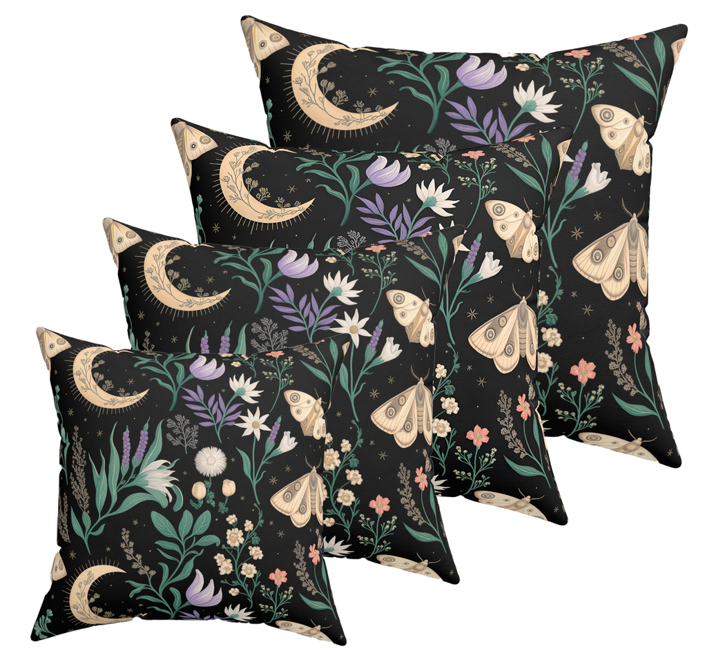 Floral Moth Throw Pillow