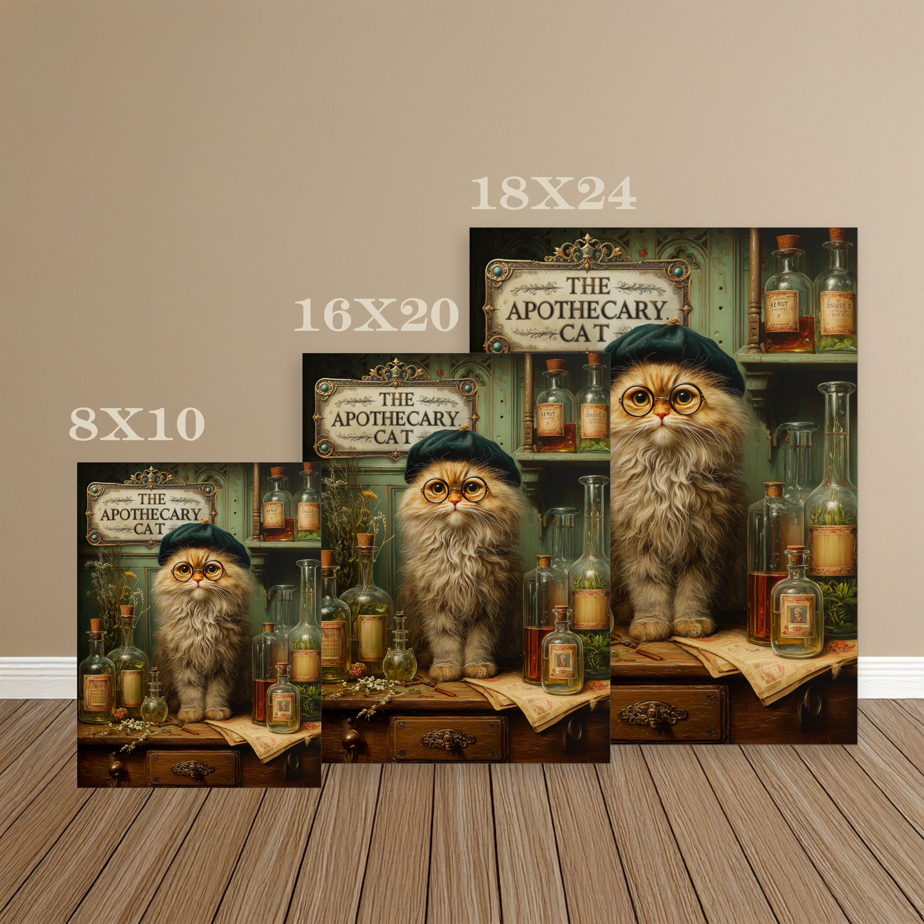 The Apothecary Cat Wall Art | The Forest Garden Collection Vintage Steampunk Fantasy Cat Alchemist Print