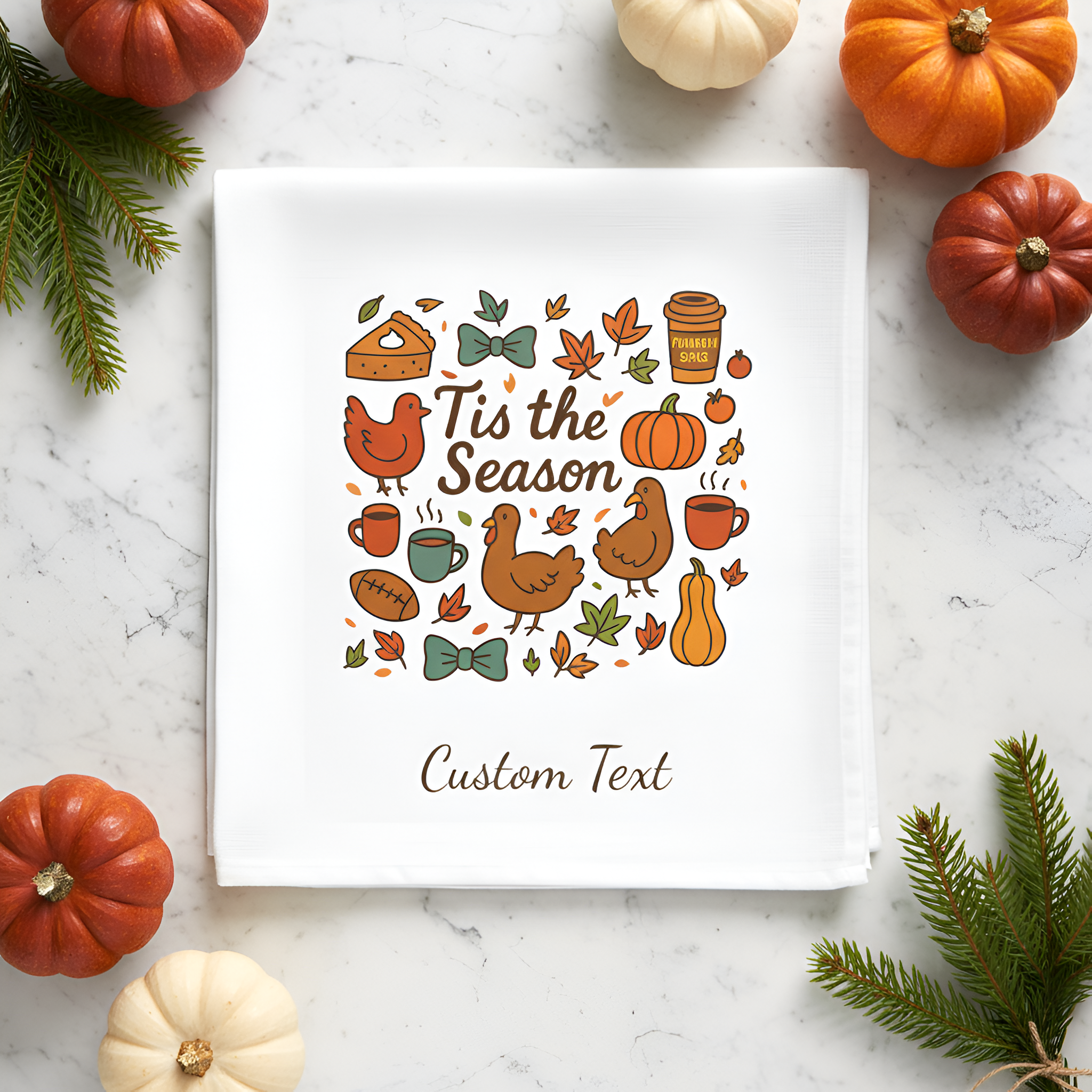 Tea Towel | Personalized Doodle Thanksgiving