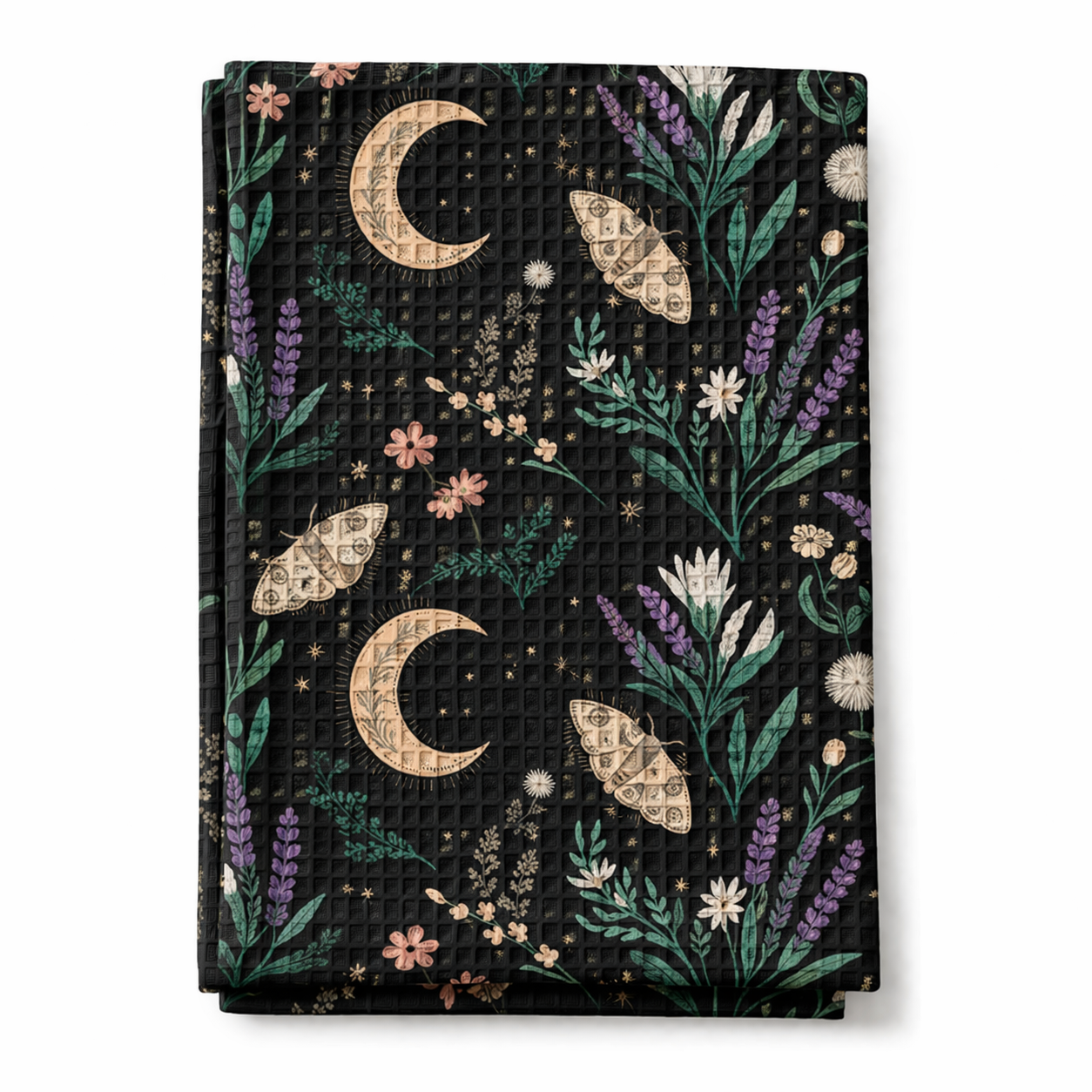 Celestial Moth Kitchen Waffle Tea Towel