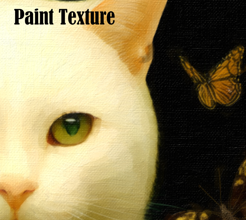 White Cat Canvas | Forest Garden Botanical Wall Art with Painterly Texture