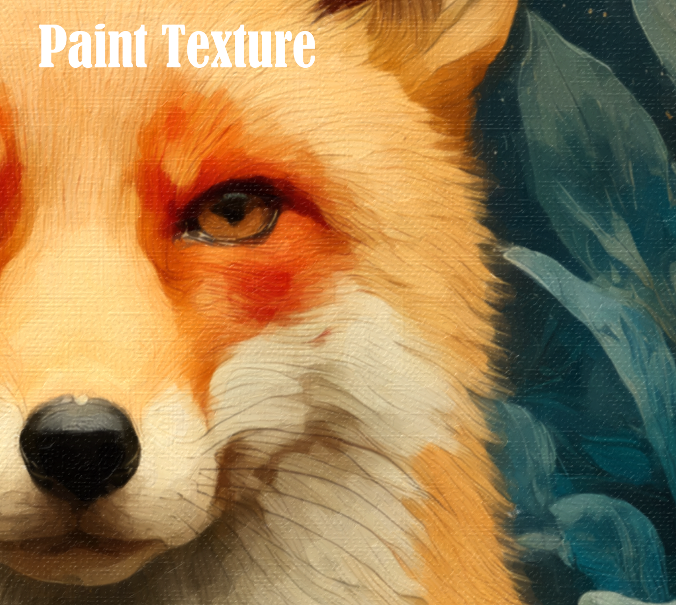 Red Fox Canvas Wall Art | Woodland Creatures Print in Deep Navy & Warm Earth Tones