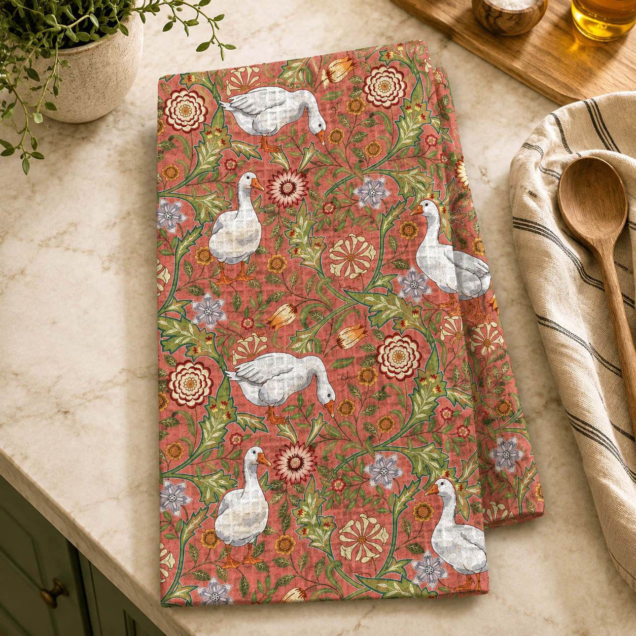 Thistle & Wing | Blush Garden Kitchen Hand Towel Printify