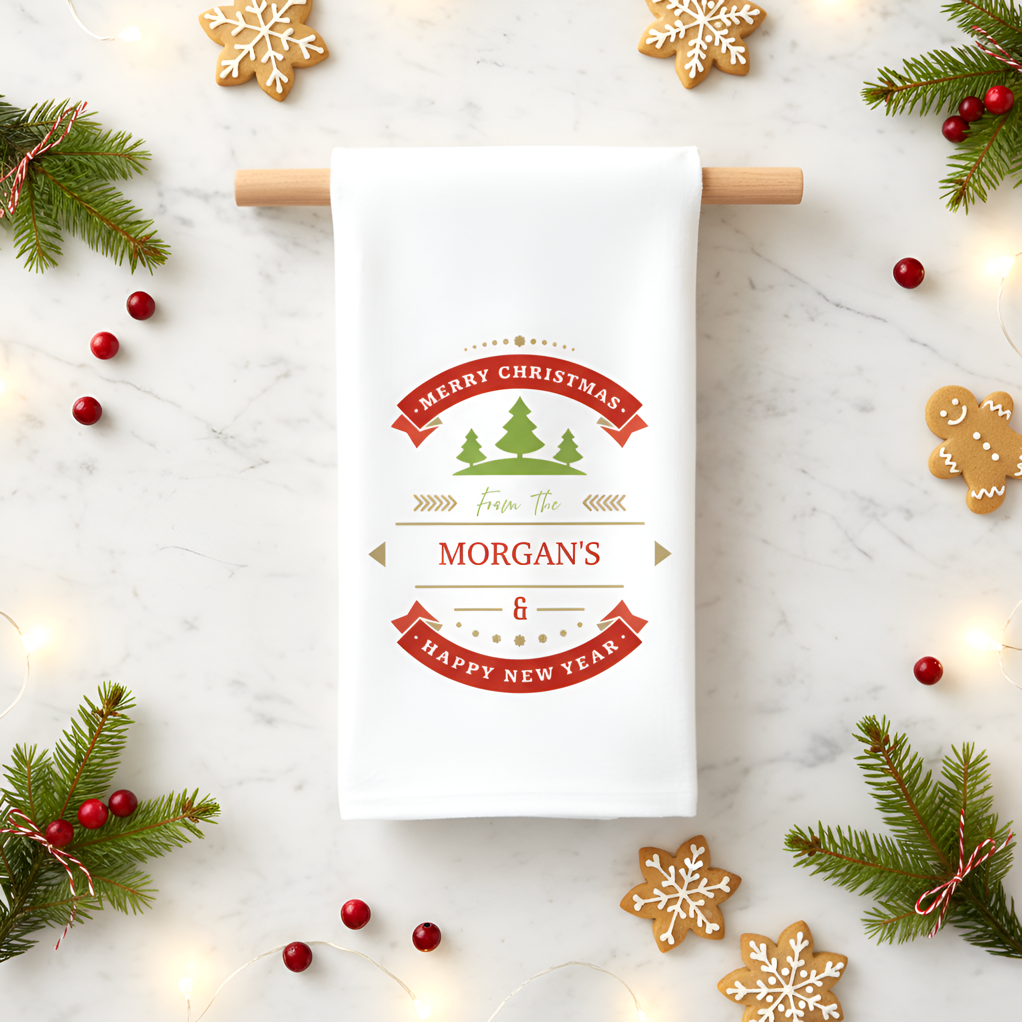 Tea Towel | Personalized Christmas Tea Towel | Personalized Xmas Hostess Gift Dish Towel