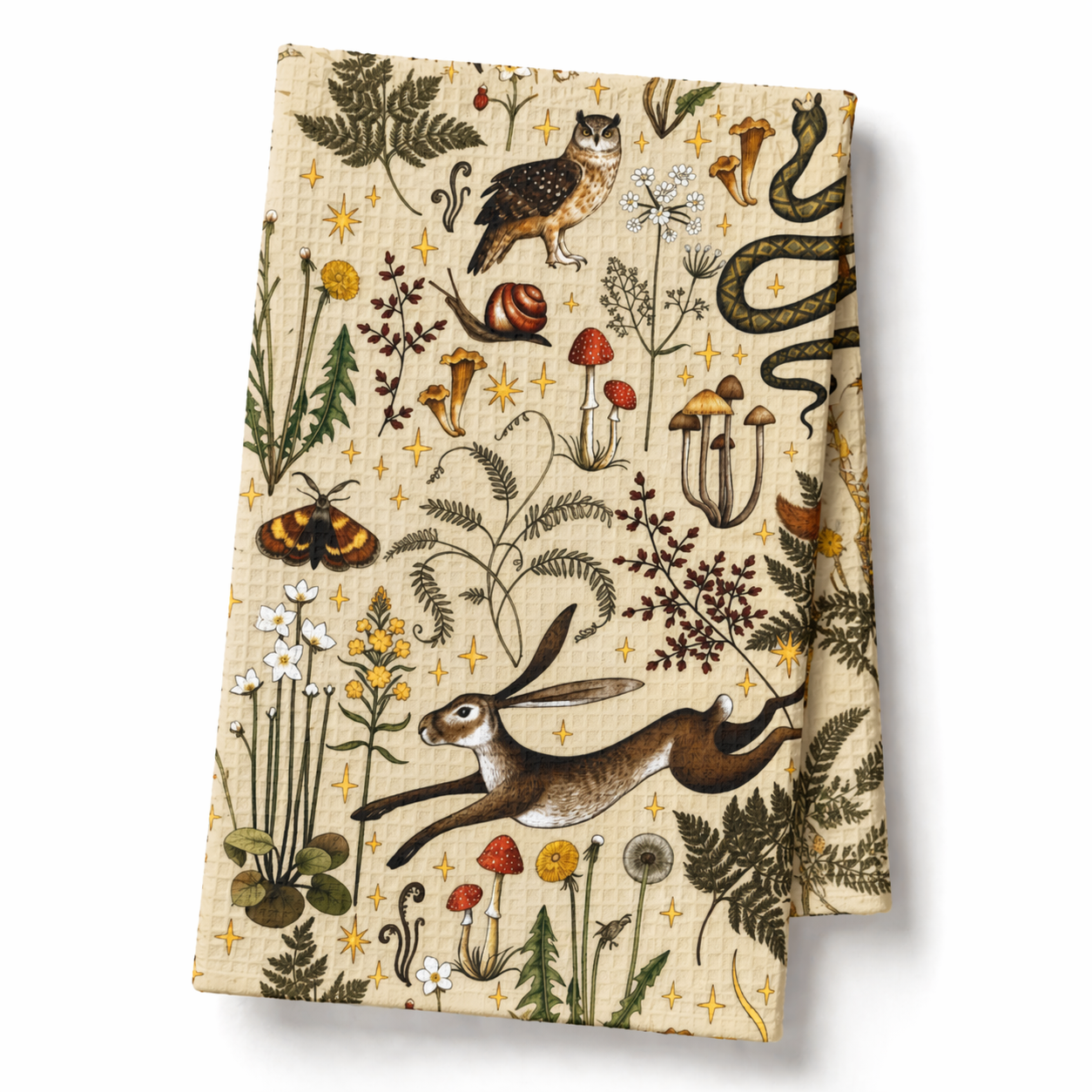 Woodland Meadow Light | Kitchen Waffle Towel Printify
