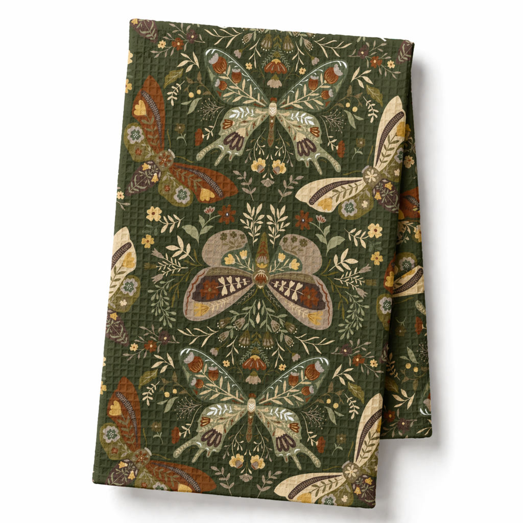 Moth Botanica | Verdant Meadow Waffle Tea Towel Printify