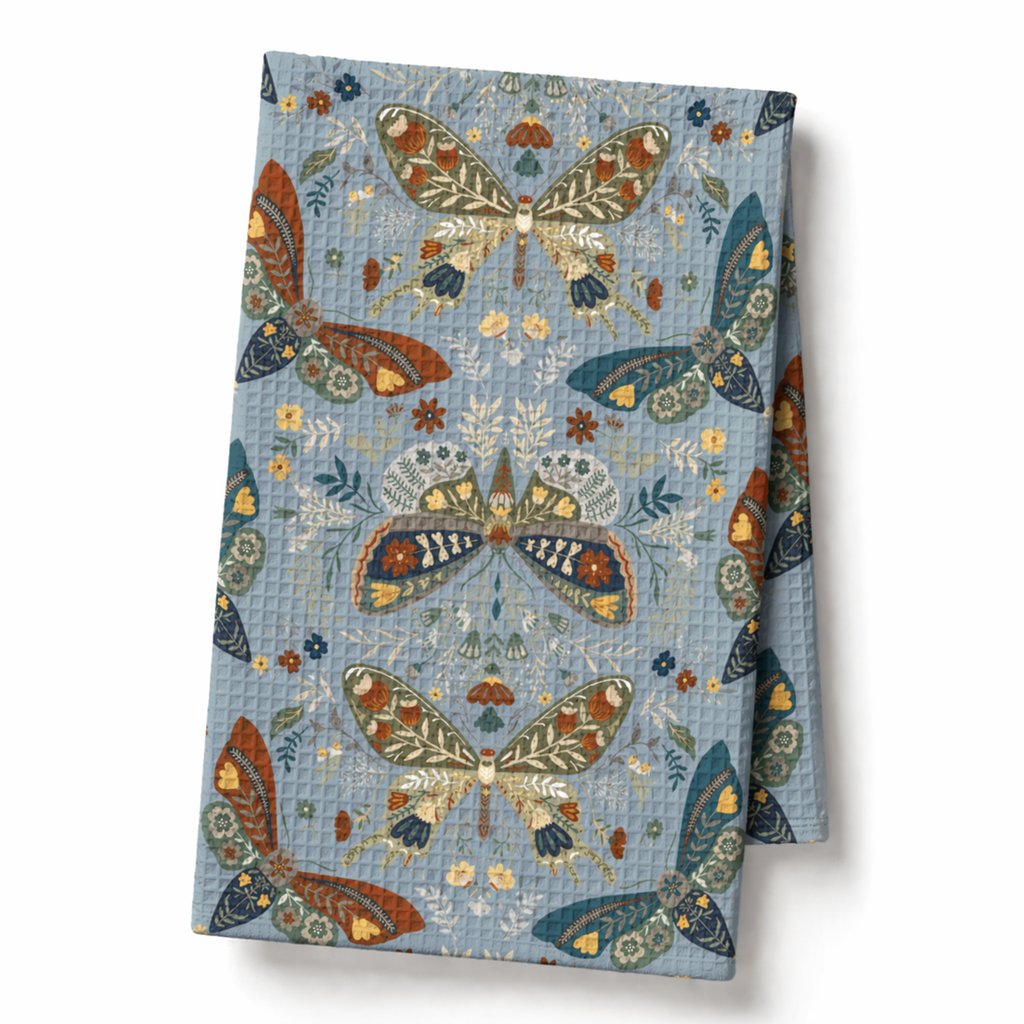 Moth Botanica | Midnight Sky Garden Waffle Tea Towel Printify