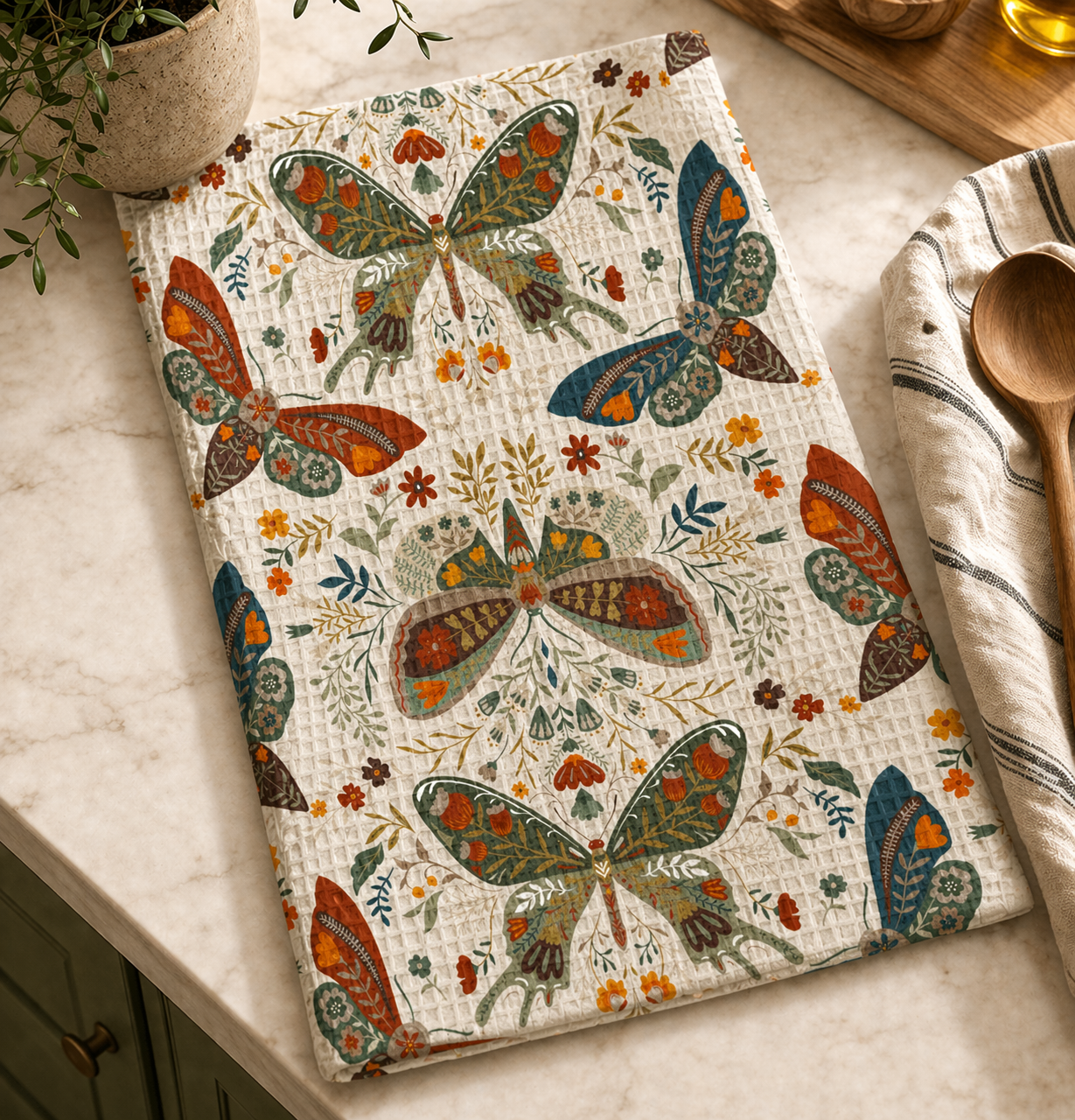 Moth Botanica | Wildflower Garden Waffle Tea Towel Printify