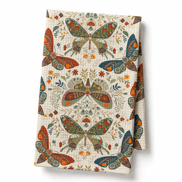 Moth Botanica Wildflower Garden Waffle Tea Towel