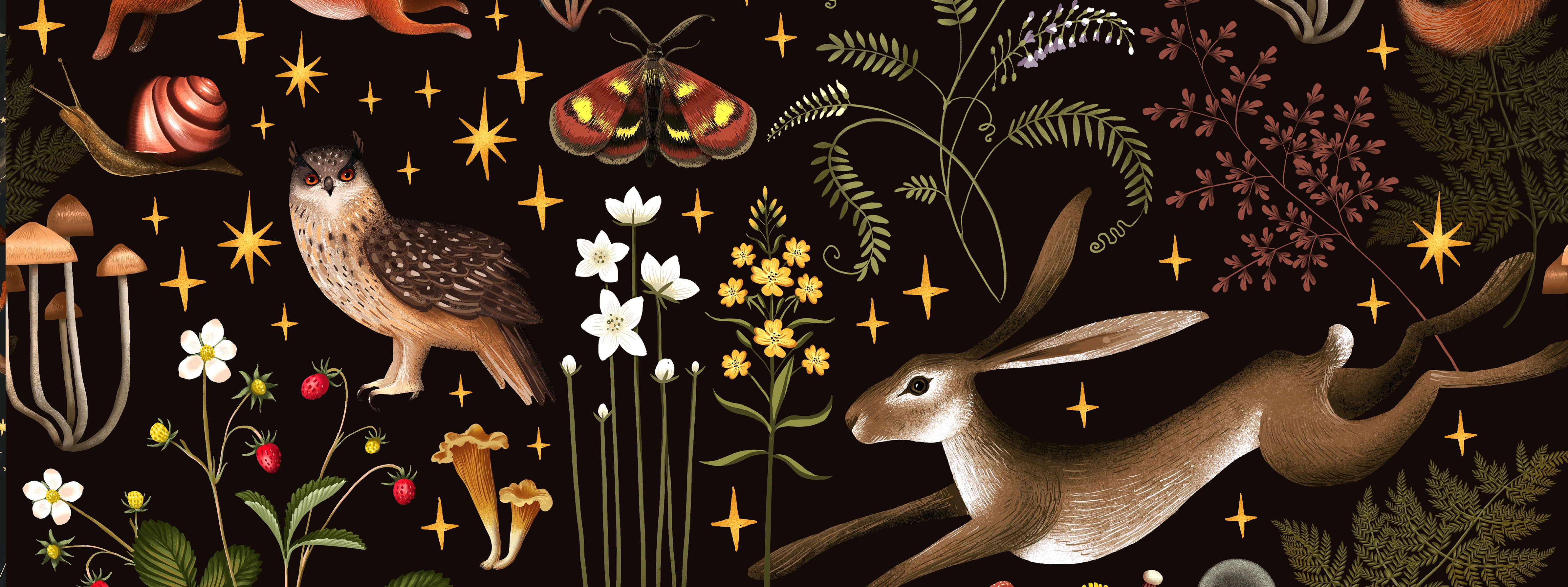 Midnight Woodland Reverie collection — dark, moody nature-themed woven textiles